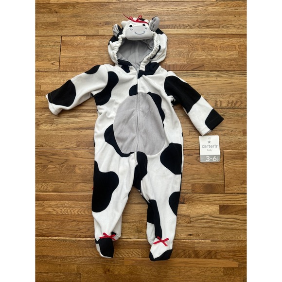 Carters Baby Cow Costume Pram Plush Hooded Sleeper 3-6 Months NWT - Picture 1 of 6